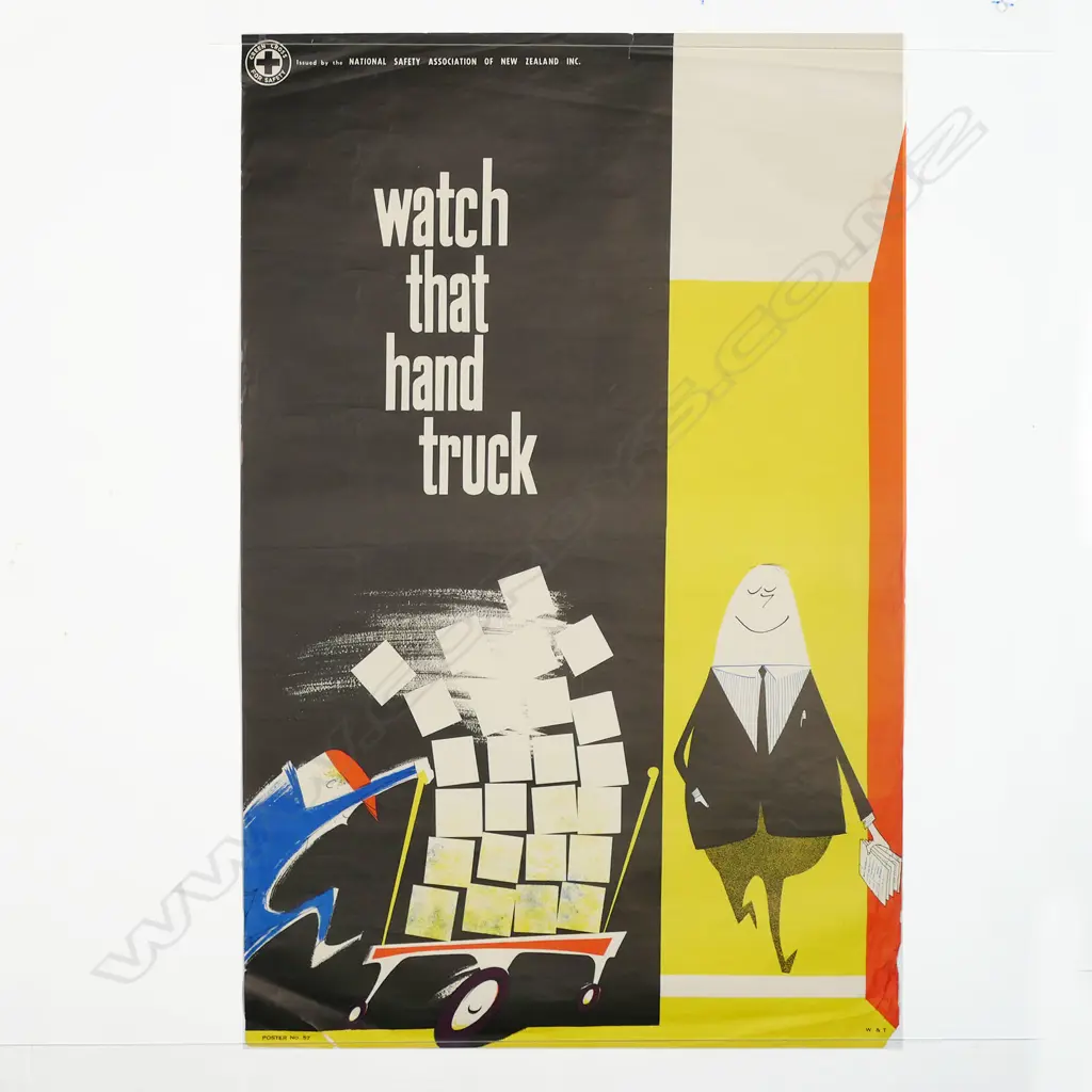 VINTAGE POSTER 'WATCH THAT HANDTRUCK'. 'W & T' ( Whitcombe & Tombs) 'Poster No.57' 750 x 490mm Image 1++