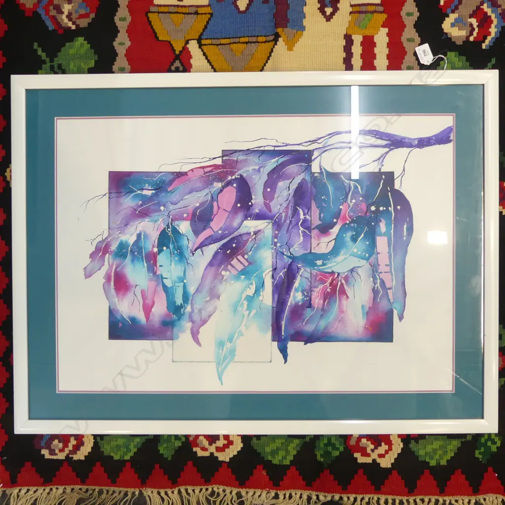 JOAN ROSS 'PURPLE LEAVES in RAIN', W/C, signed, H.480 x 700mm Image 1++