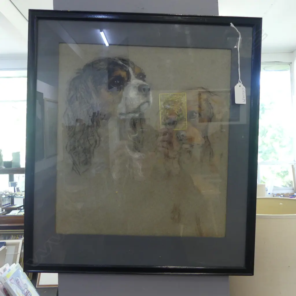 DOG DOUBLE PORTRAIT, PASTEL ON PAPER 330x300mm Image 1++