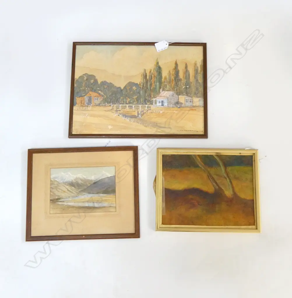 2 FRAMED WORKS BY F.H. HALSTEAD & OTHER UNSIGNED OIL (LARGEST 250x350mm) Image 1++