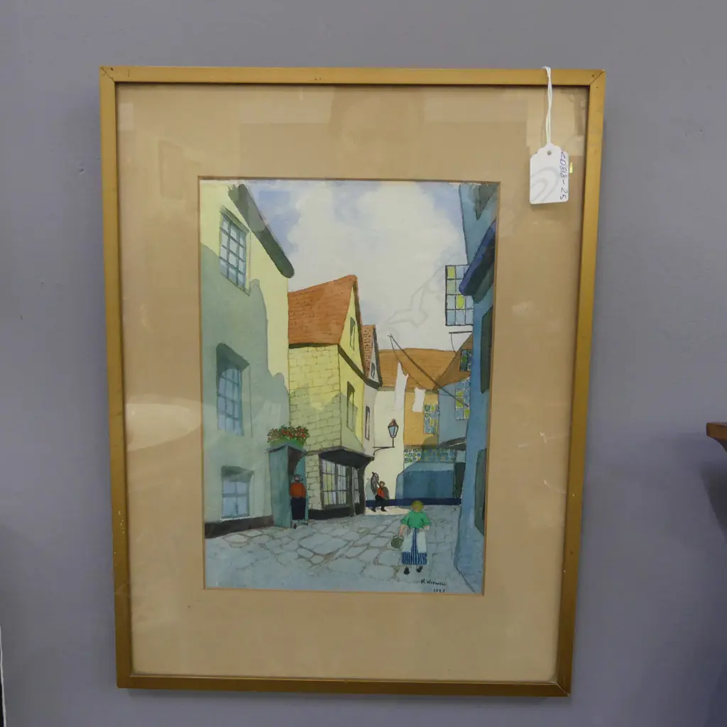 H WAYWELL, ENGLISH VILLAGE SCENE W/C, SIGNED AND DATED 1937, 270 x 190mm Image 1++
