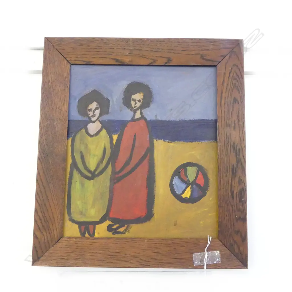 LEE FELTHAM,  AT THE BEACH, ACRYLIC ON BOARD, FRAMED, 270 x 240MM, provenance below Image 1++