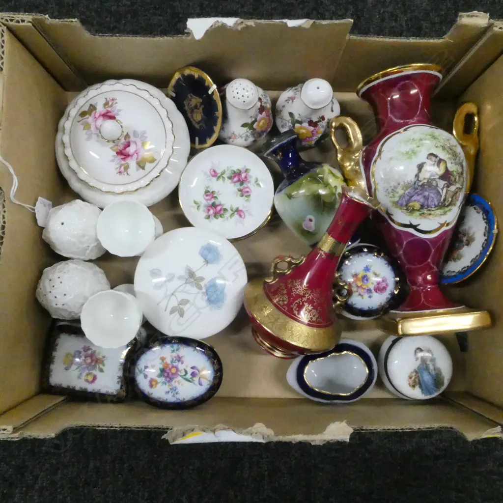 COLLECTION OF 22PC CONT & ENGLISH FINE CHINA VASES DISHES LIDDED BOWL DIA 120MM ETC Image 1++