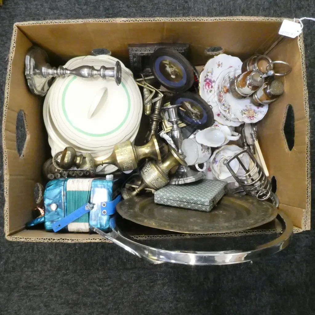 ASST. ITEMS; ACCORDION, PR CLARICE CLIFF TUREENS, BRASS ETC Image 1++