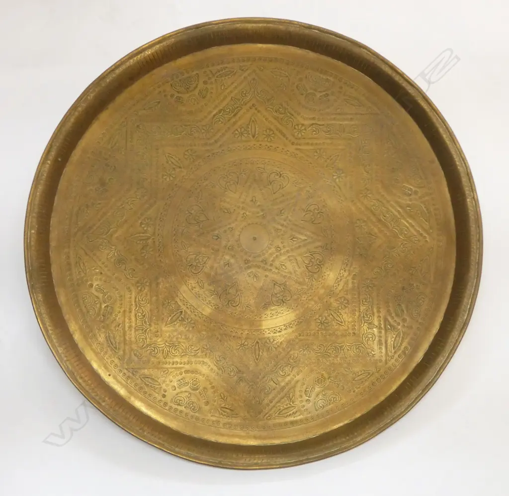 LARGE VINTAGE ISLAMIC BRASS TRAY DIA570MM Image 1++