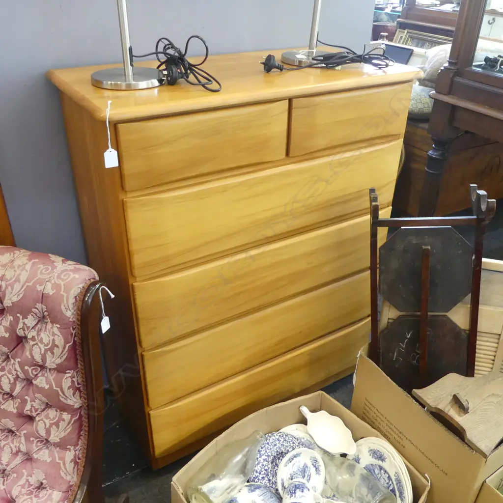 KAURI 6 DRAWER CHEST, PERMAKRAFT BY FURNWARE 860x410x1055mm Image 1++