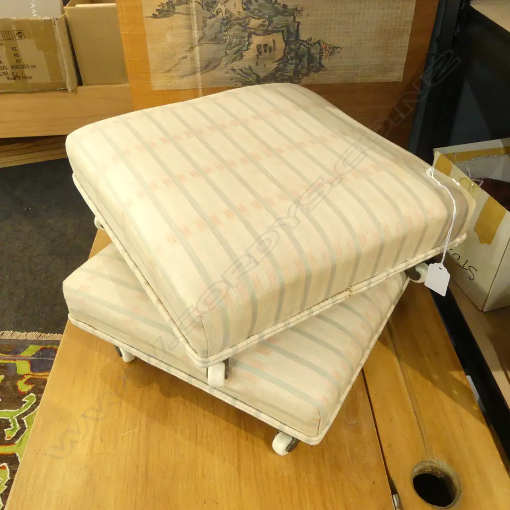 PR UPHOLSTERED FOOT STOOLS ON CASTORS  Image 1++