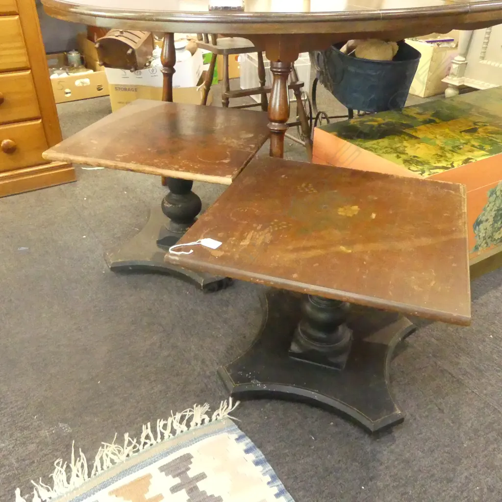PR WOODEN SIDE TABLES BY L. HITCHCOCK CONN. USA 510x510x405mm (FAULTS) Image 1++