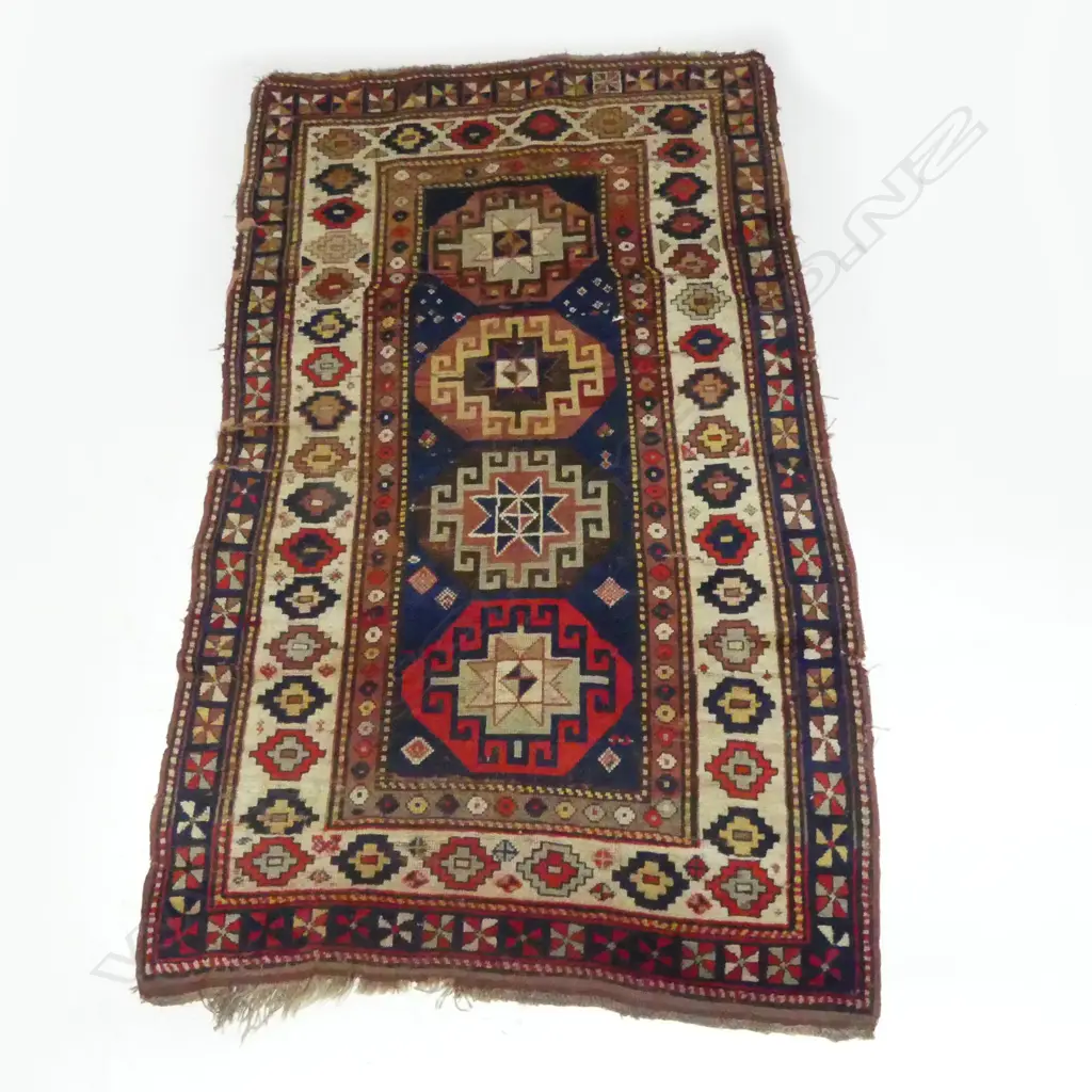 HAND KNOTTED WOOL PILE RUG 1950x1160mm some wear Image 1++