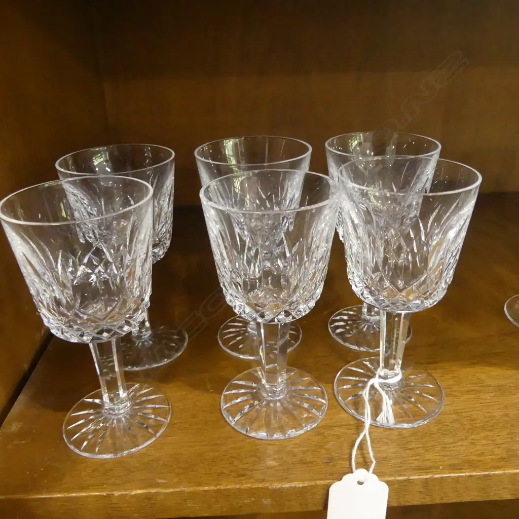 SET OF 6 WATERFORD CRYSTAL ‘LISMORE’ PORT WINE GLASSES, L.110MM Image 1++