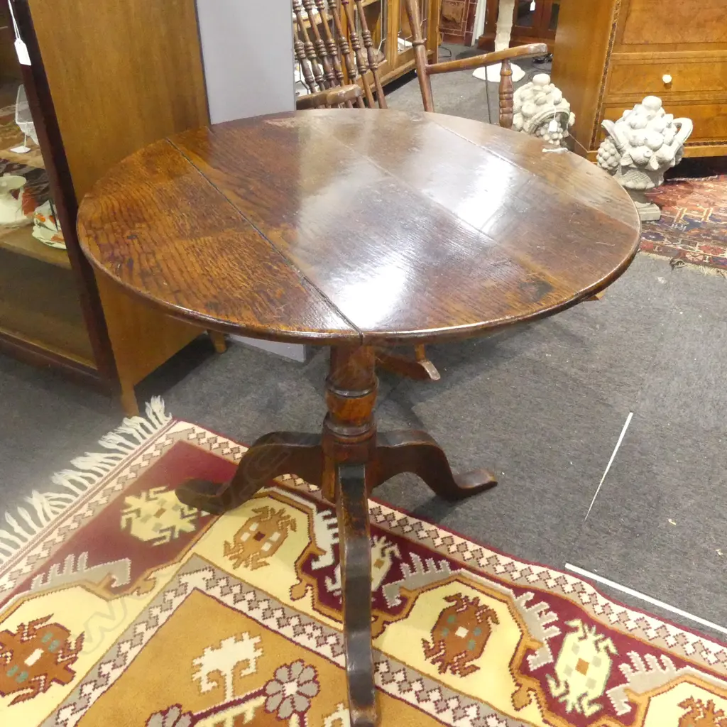 ANTIQUE GEORGE III OAK WINE TABLE 690mm dia H.680mm Image 1++