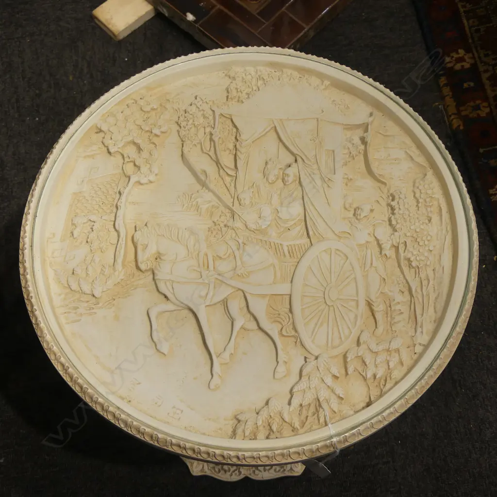 WHITE ORIENTAL SIDE TABLE, GLASS TOP Image 1++