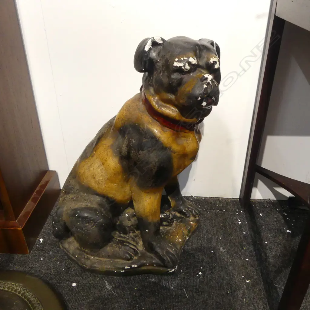 PLASTER PUG DOG AND A WALL MOUNTED PLANTER Image 1++