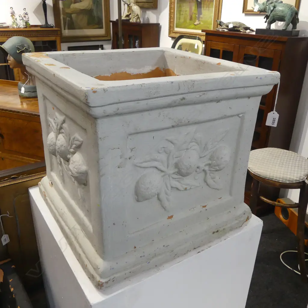 PALE GREY PAINTED TERRACOTTA PLANTER 450x450x405mm Image 1++