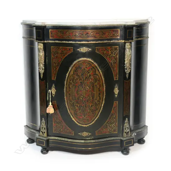 FRENCH MARBLE TOP BOULLE STYLE CABINET 1050x370x1035mm painted boulle finish