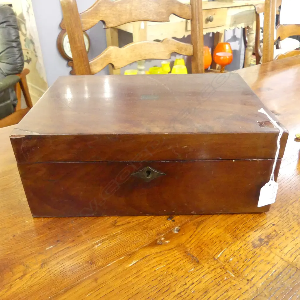 ANTIQUE MAHOGANY WRITING SLOPE W.300mm Image 1++