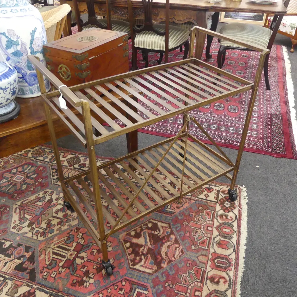 FOLD PAINTED METAL TROLLEY TABLE 840x440x835mm Image 1++