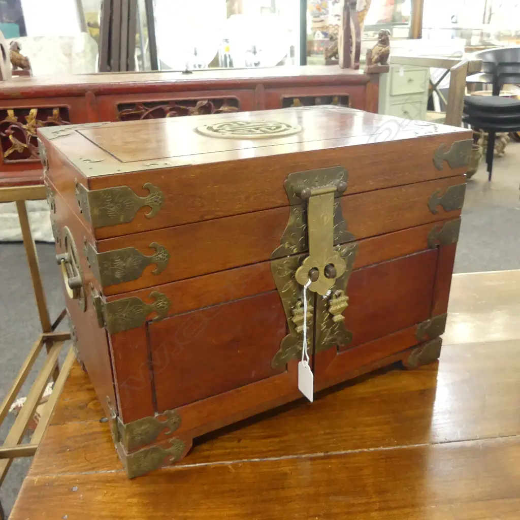 ROSEWOOD BRASS BOUND JEWELLERY BOX 355x230x255mm Image 1++