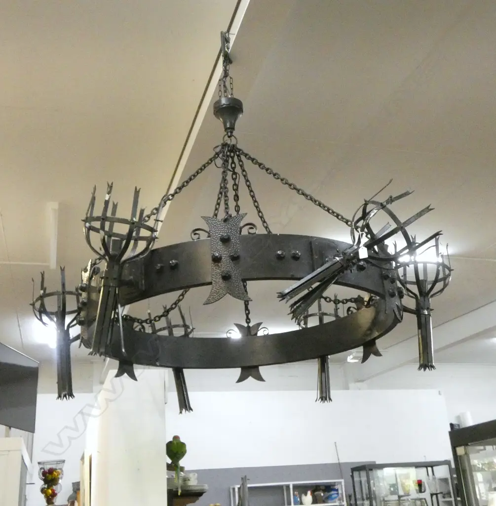LG BLACK METAL CHANDELIER EX ALEXANDRA PARK EPSOM... Image 1++