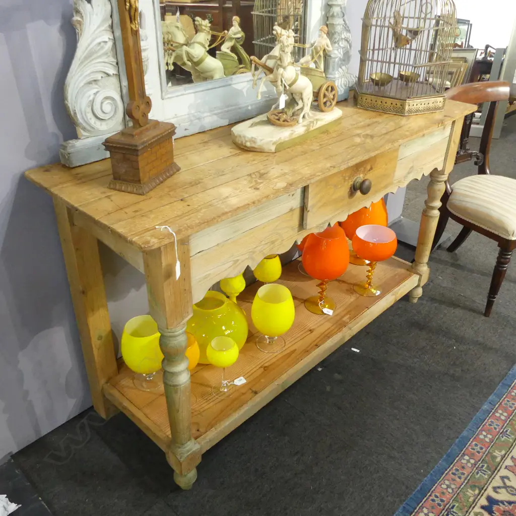 PINE CONSOLE TABLE 1400x480x840mm (MARKED) Image 1++