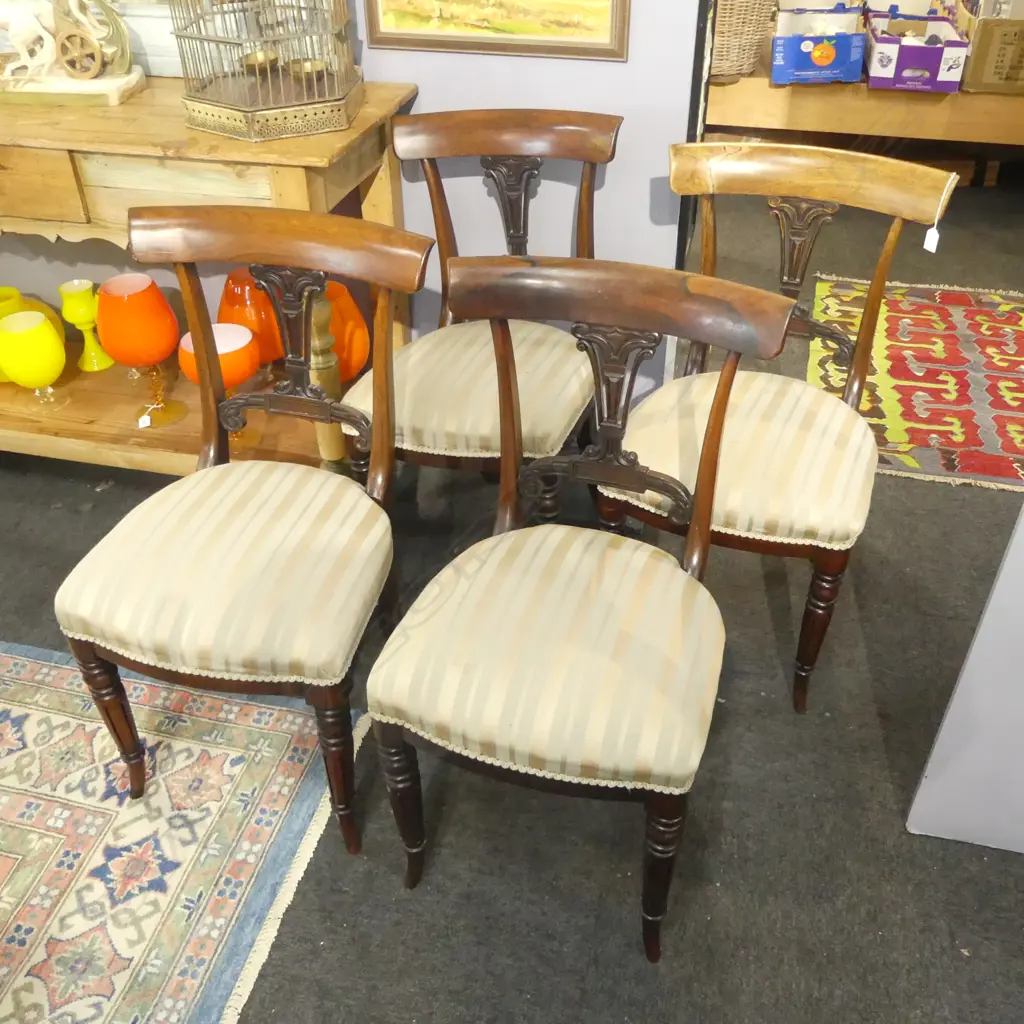 4 ANTIQUE MAHOGANY BLADE BACK DINING CHAIRS Image 1++