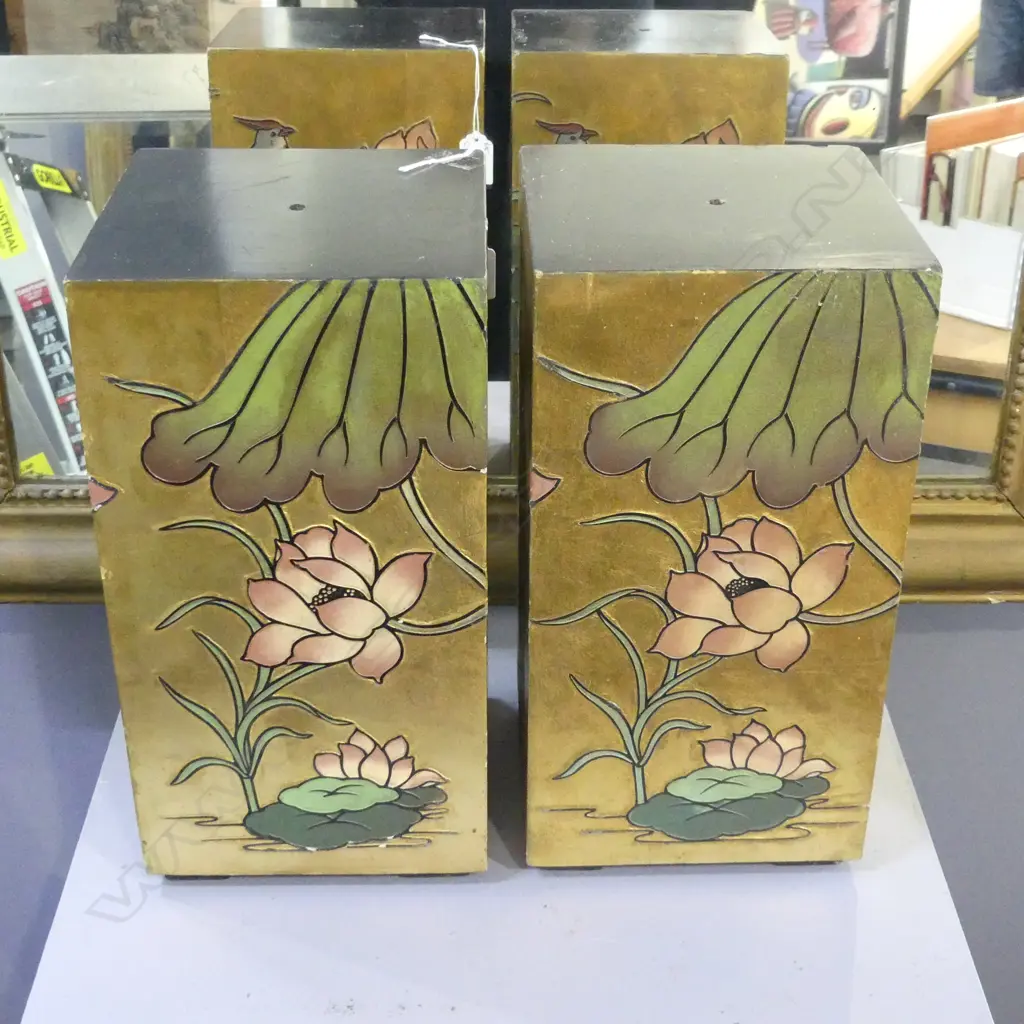 PR GOLD PAINTED ORIENTAL LAMP BASES (NOT WIRED) H.365mm Image 1++