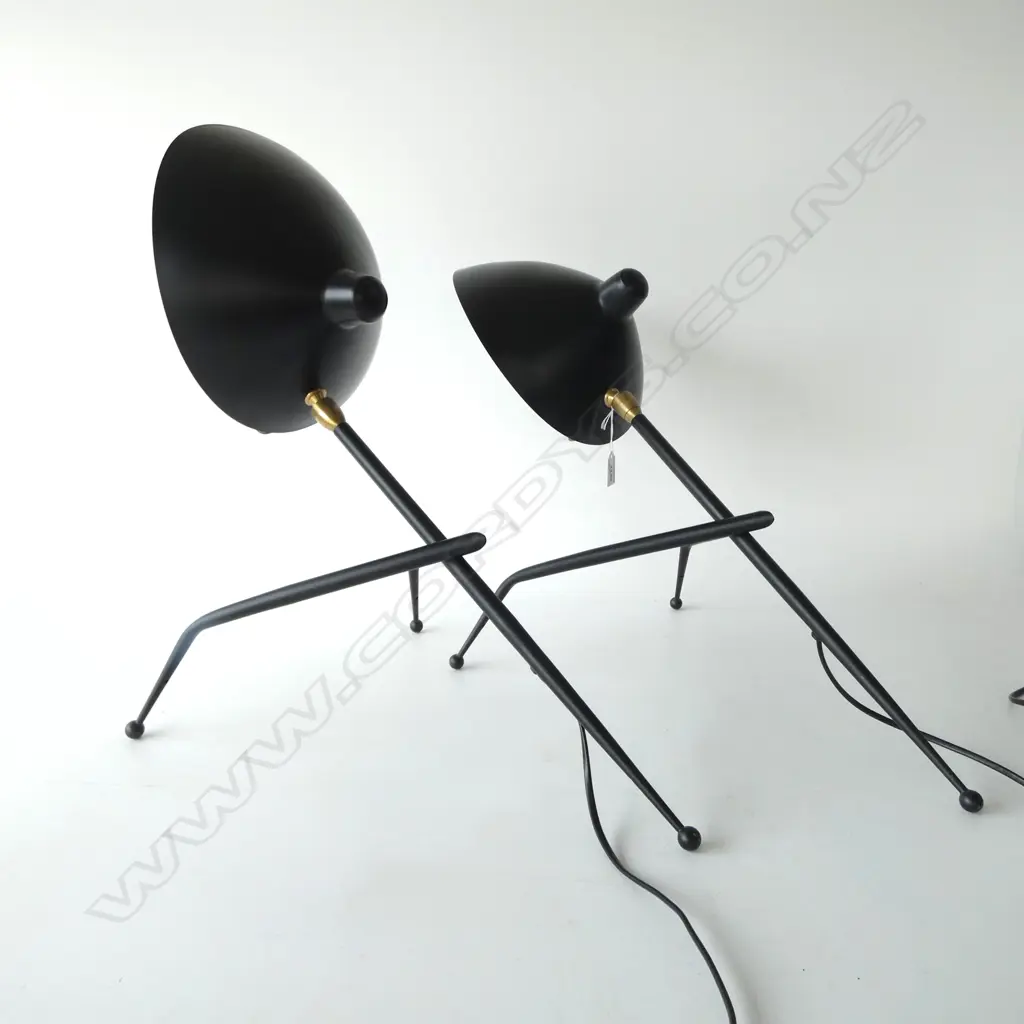 PR SERGE MOUILLE STYLE TRIPOD TABLE LAMPS H.450mm both working Image 1++
