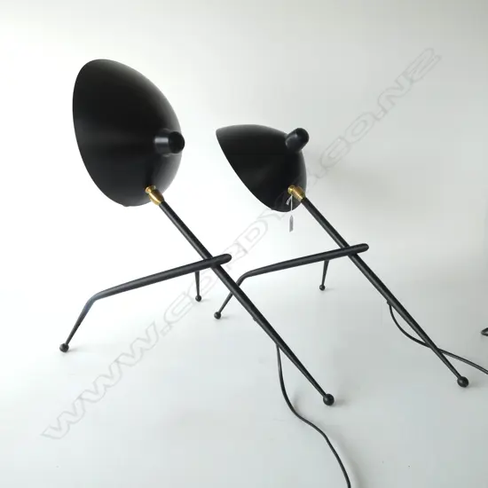 PR SERGE MOUILLE STYLE TRIPOD TABLE LAMPS H.450mm both working