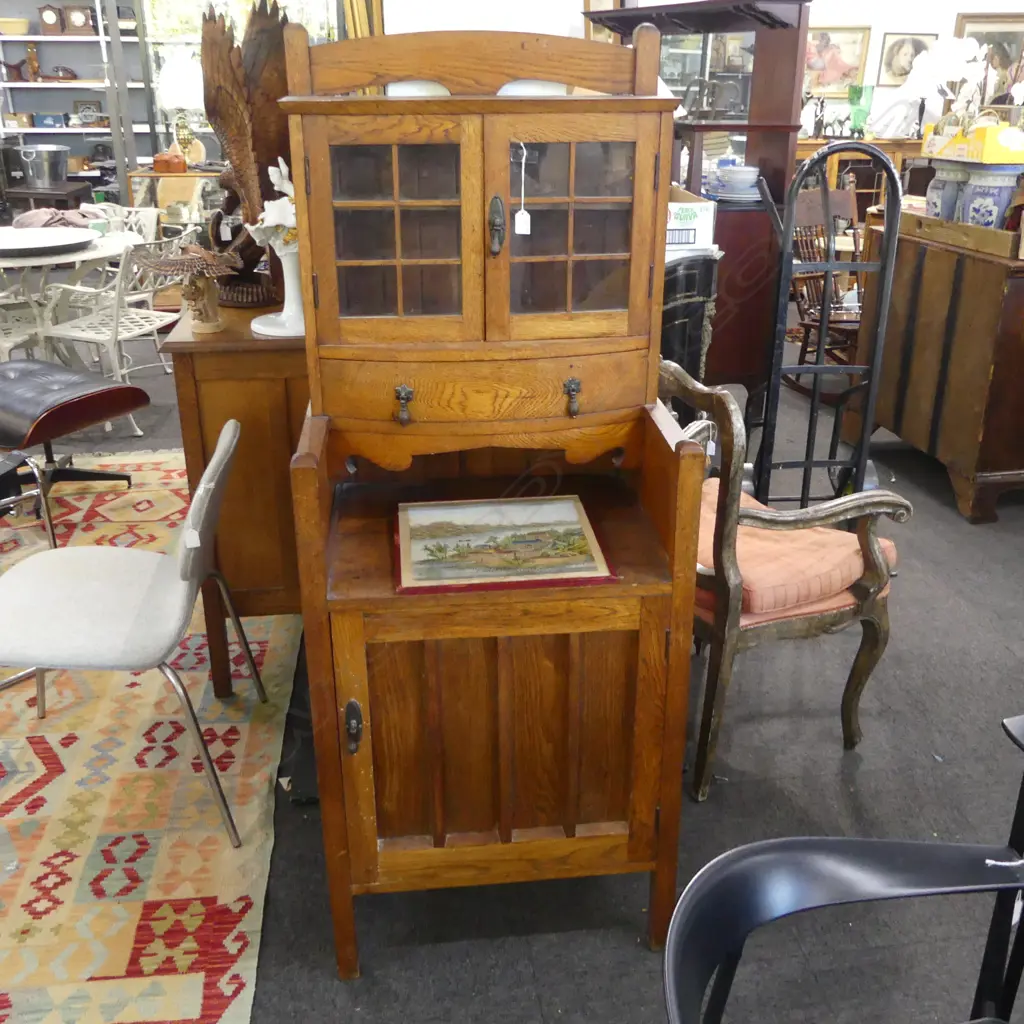 OAK ARTS AND CRAFTS CABINET 600 x 470 x 1570mm (borer) Image 1++