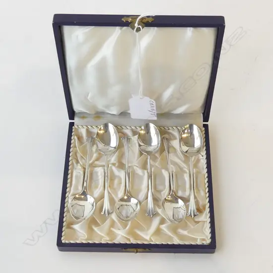 SILVER SET OF 6 TEASPOONS IN CASE BIRMINGHAM 1911