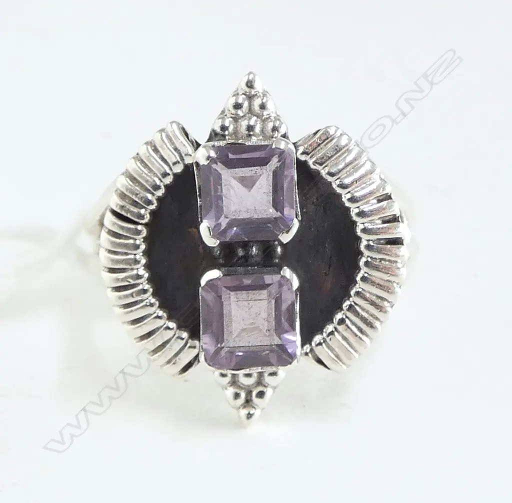 SILVER SET AMETHYST RING new SIZE R Image 1++
