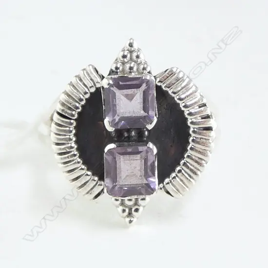 SILVER SET AMETHYST RING new SIZE R