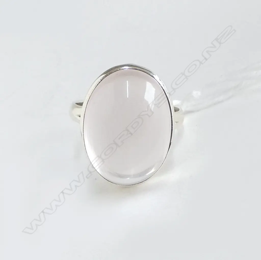 SILVER SET ROSE QUARTZ CABOCHON RING new SIZE R1/2 Image 1++