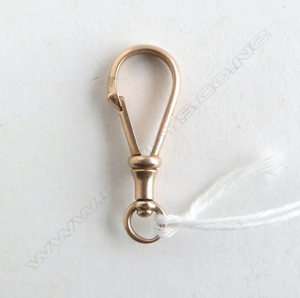 9ct ROSE GOLD LGE SNAKE HEADED SWIVEL CHAIN CLIP 3gms Image 1++