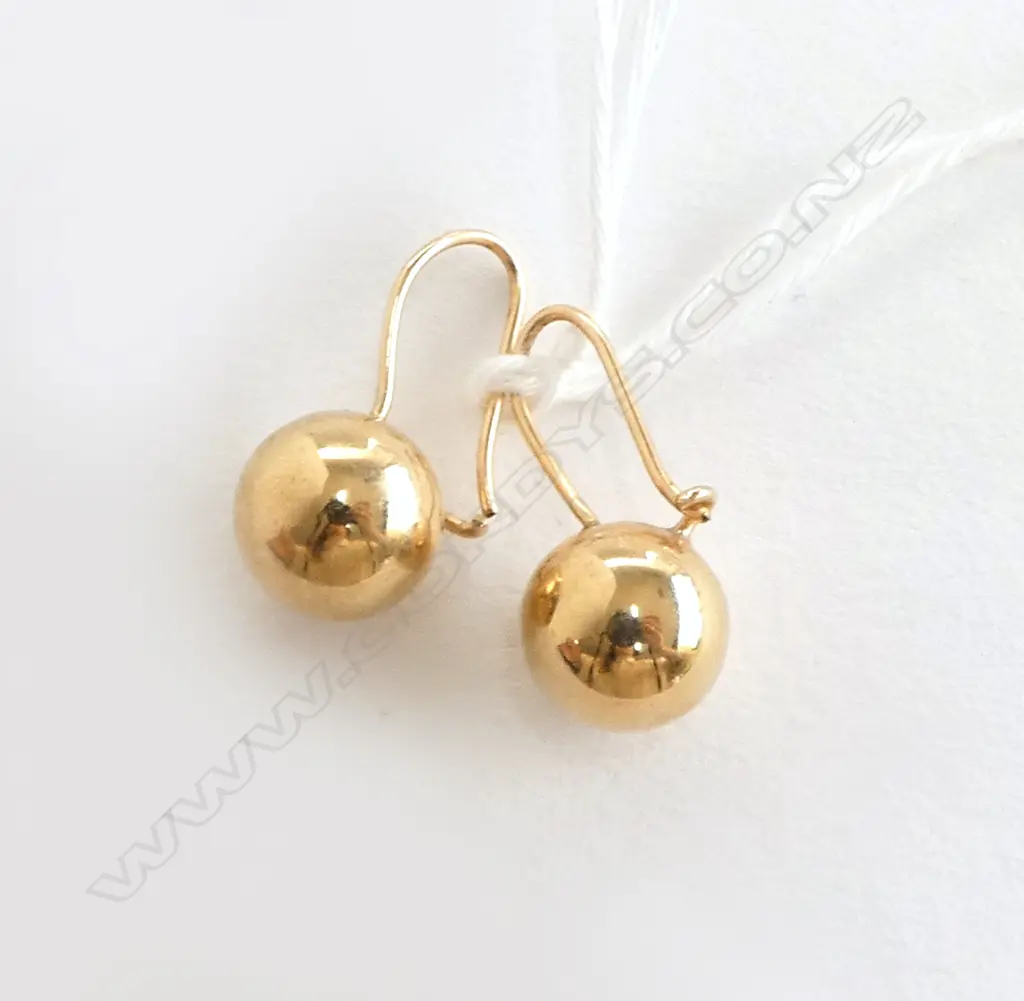 PR 9ct GOLD BALL & LOOPING HOOP EARRINGS 2.5gms Image 1++