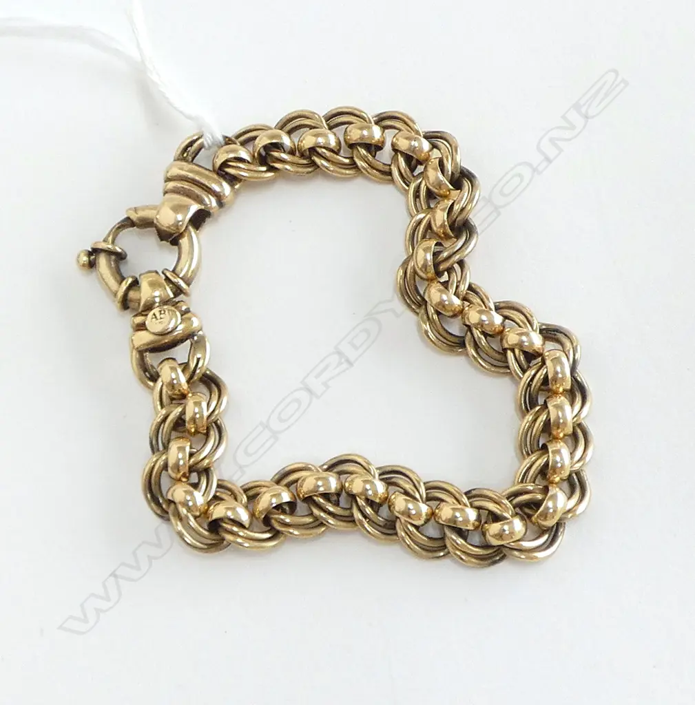 9ct GOLD FANCY LINK BRACELET sprung ring clasp 27.3gms Image 1++