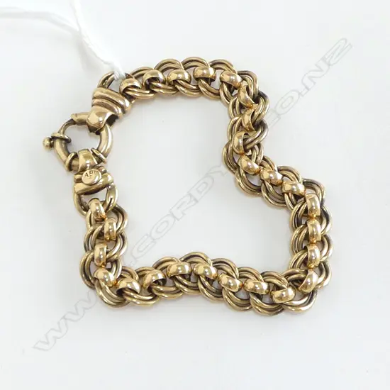 9ct GOLD FANCY LINK BRACELET sprung ring clasp 27.3gms