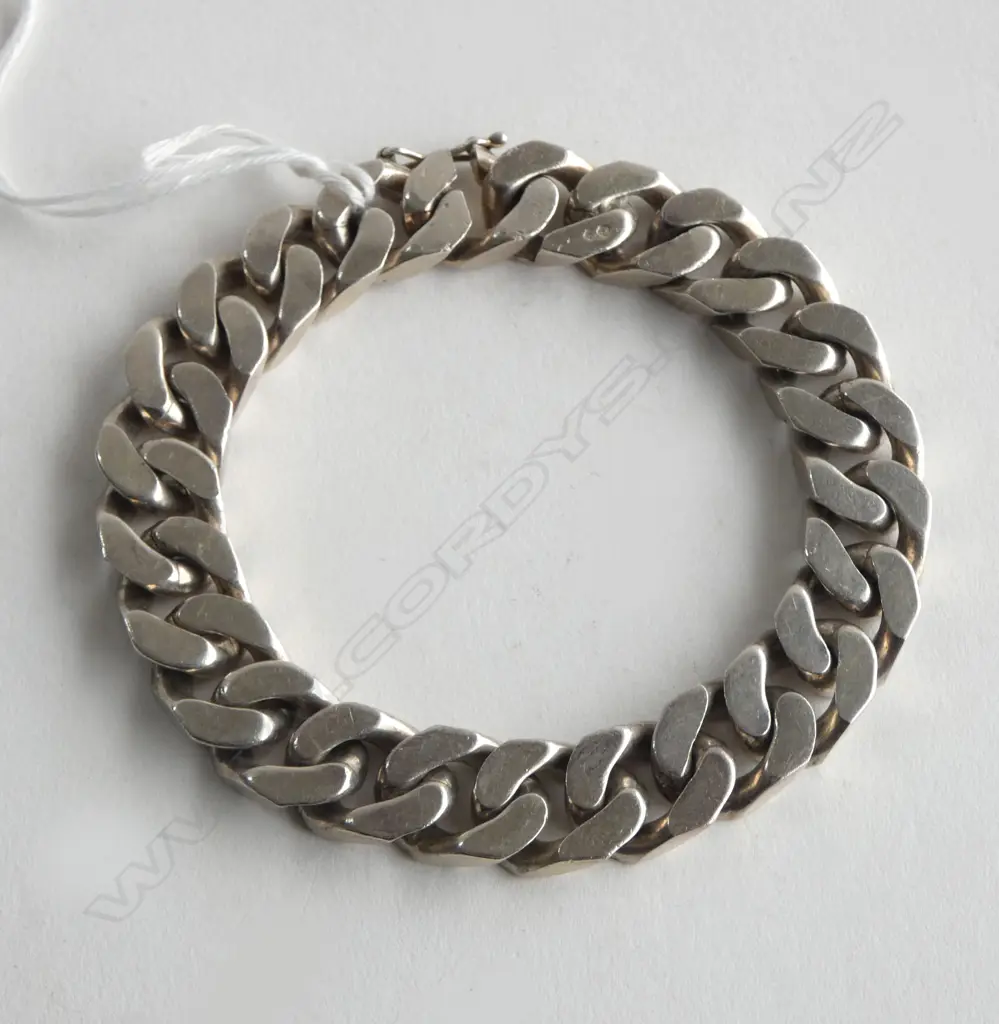 VINTAGE SILVER HEAVY FLATLINK BRACELET 72gms Image 1++