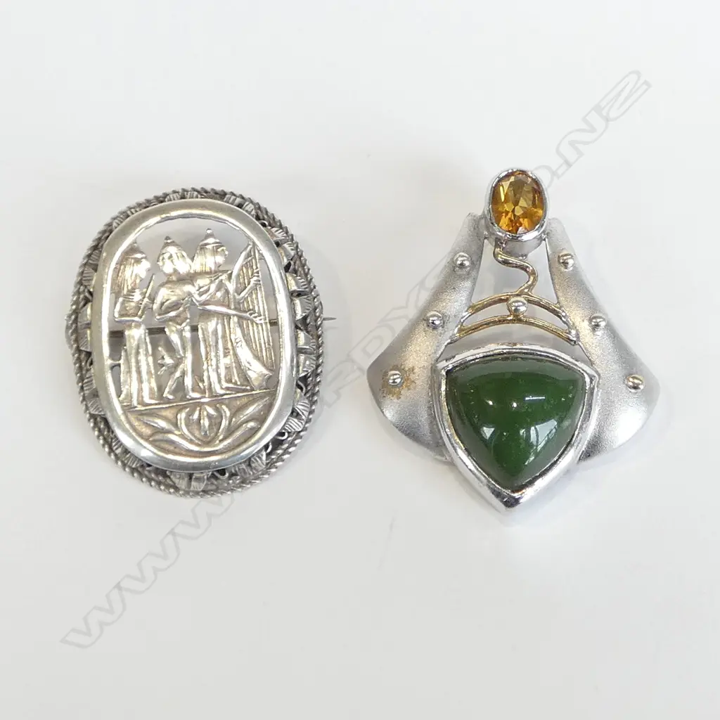 SILVER BROOCH & STG SILVER PENDANT  Image 1++