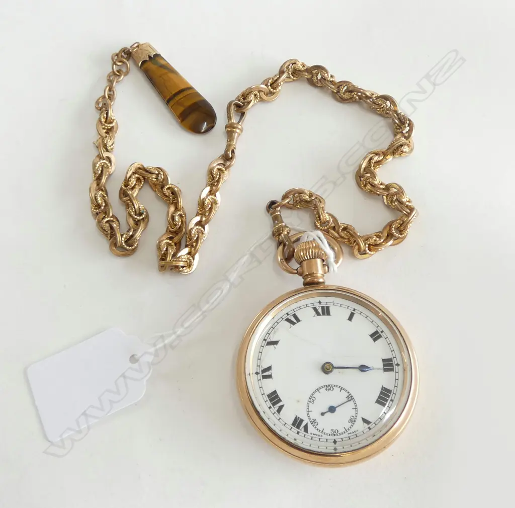 GP POCKET WATCH & CHAIN + GOLD TIGERSEYE PENDANT Image 1++