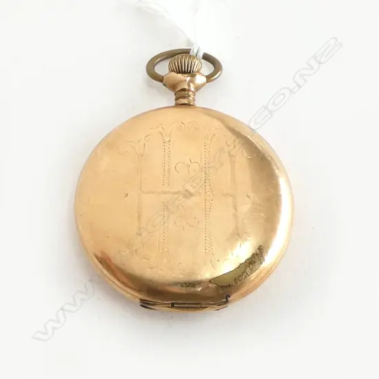 GOLD PLATE ELGIN GENT'S HUNTER FOB WATCH early 20thC apparently running