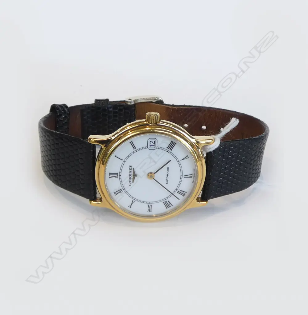 LONGINES GENTS automatic WRISTWATCH model 7320 w box & papers. Gold plate. Running. purchased 1992 Stewart Dawsons. Akl Image 1++