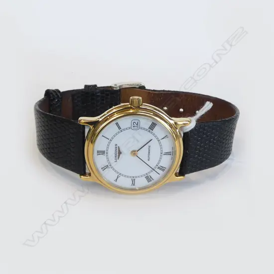 LONGINES GENTS automatic WRISTWATCH model 7320 w box & papers. Gold plate. Running. purchased 1992 Stewart Dawsons. Akl