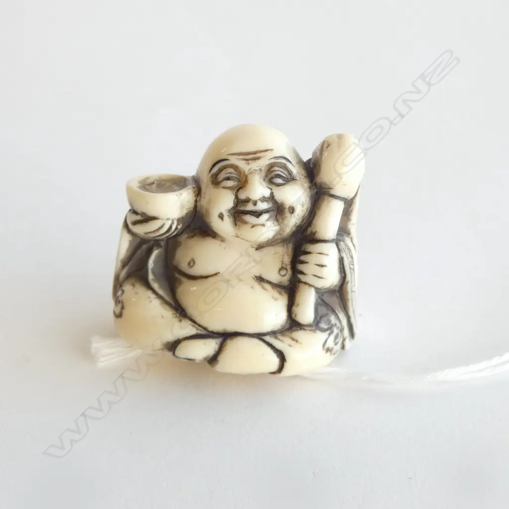 IVORY NETSUKE HOTEI, SIGNED Image 1++