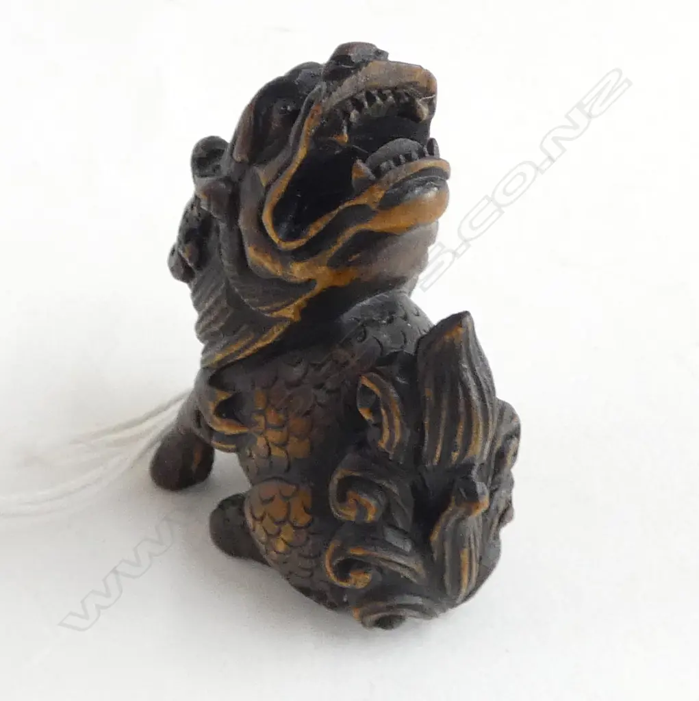 WOOD CARVED LONGMA NETSUKE, SIGNED  Image 1++