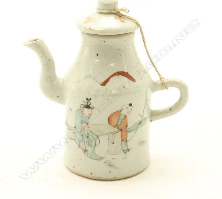 A Chinese Qing Dynasty Famille-rose Figure Small Teapot. H.125mm-John Perry Collections Image 1++