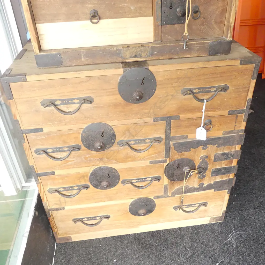 MEIJI JAPANESE 7 DRAWER 1 DOOR COLLECTOR'S/BEDSIDE CABINET H.575mm Image 1++