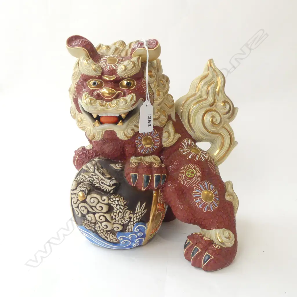 OLD JAPANESE KUTANI SHISHI SCULPTURE (dragon dog) H.270mm Image 1++