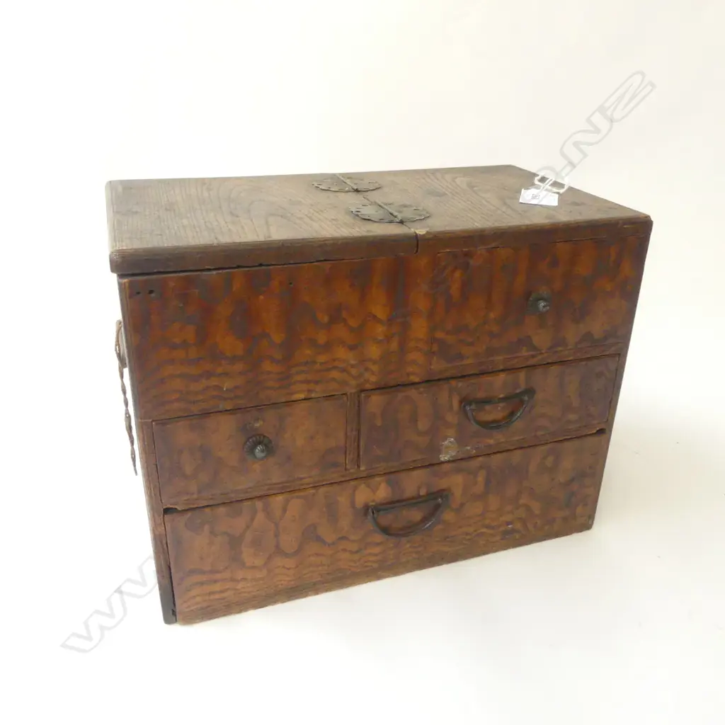 MEIJI JAPANESE ELM SEWING BOX H.250mm Image 1++