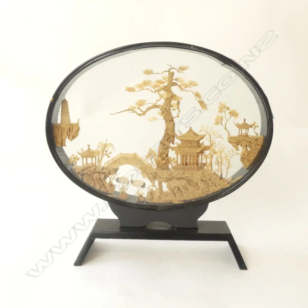 CARVED CORK FRAMED LANDSCAPE ARTWORK H.298mm Image 1++